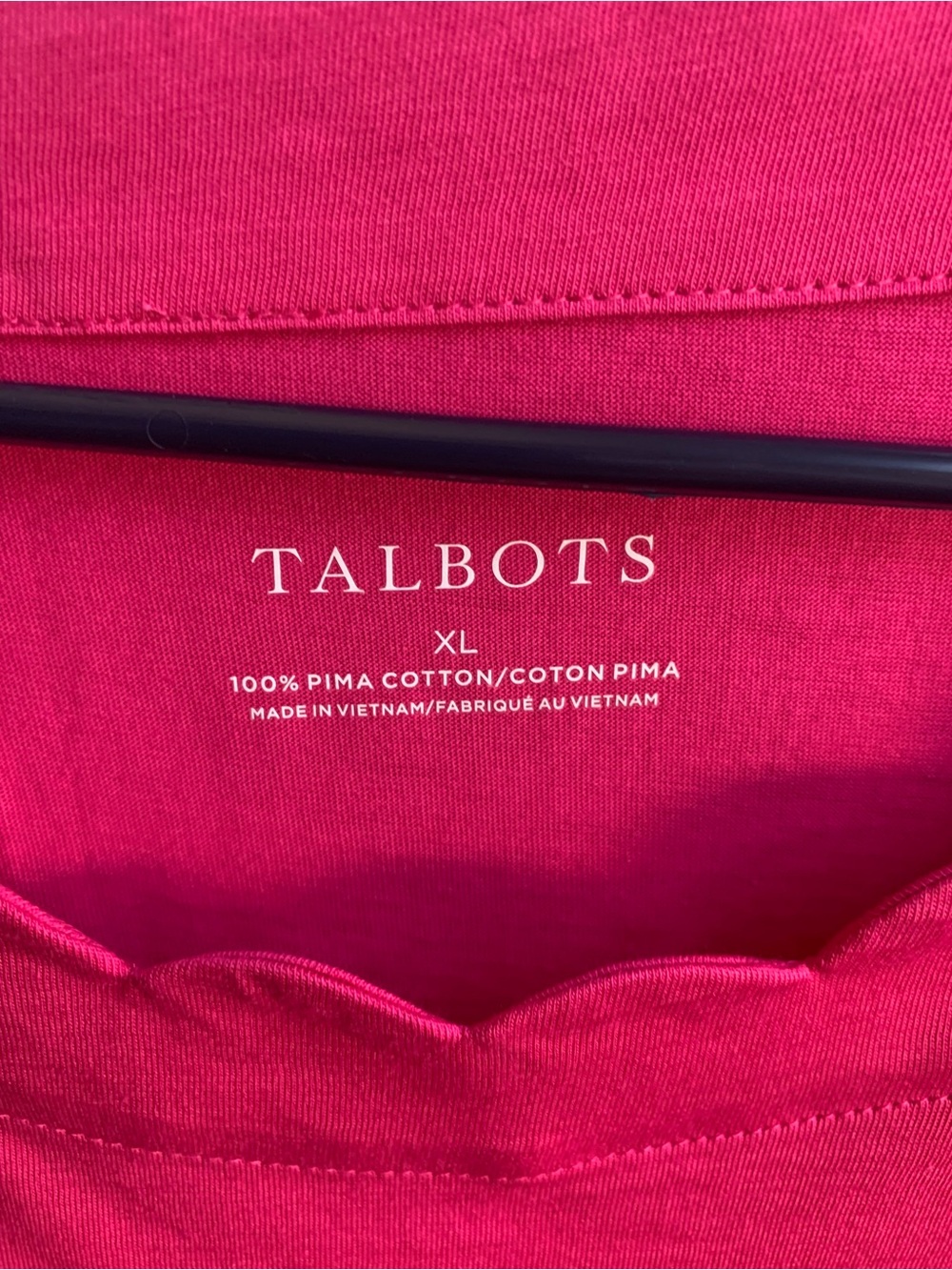 Talbots Raspberry Scalloped-Neck Long Sleeve Top - Picture 3 of 4